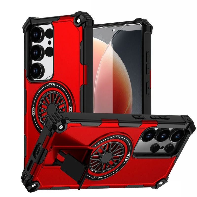 Magnetic Armor Stand Case For Samsung S25 Edge