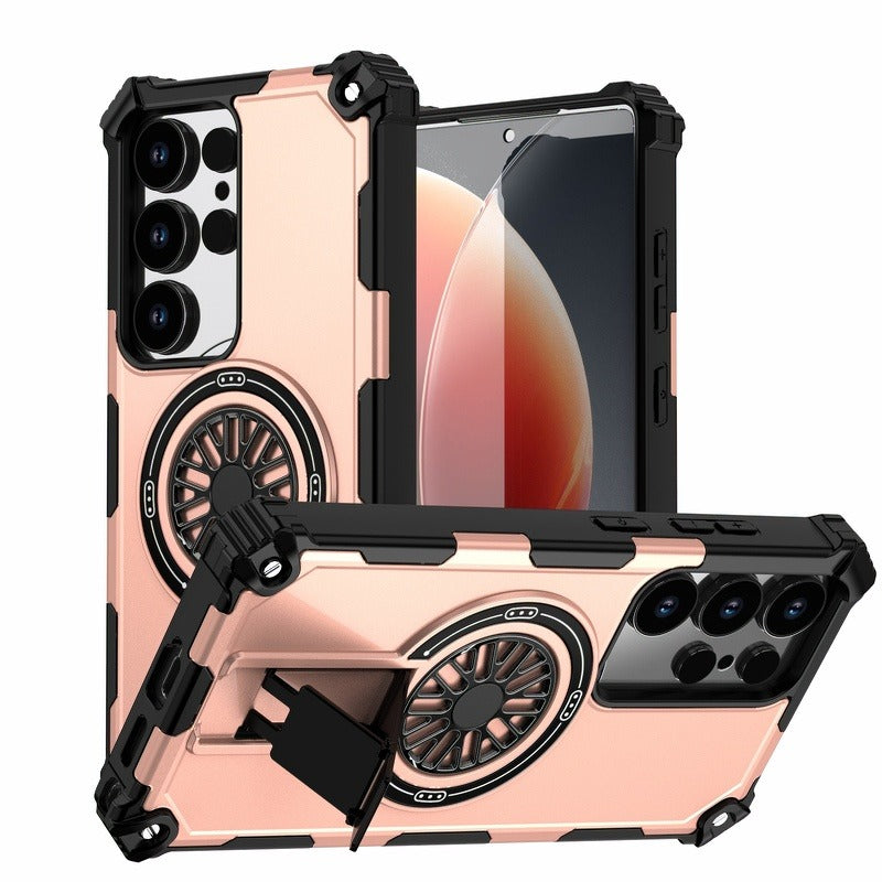 Magnetic Armor Stand Case For Samsung S25 Edge