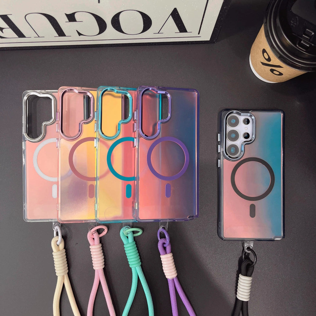 Colorful Magnetic Case With Lanyard For Samsung S25 Series